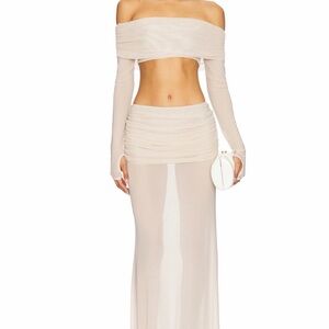 Elegant Cream Off-Shoulder Dress